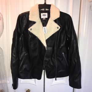 Old Navy Leather & Fur Jacket